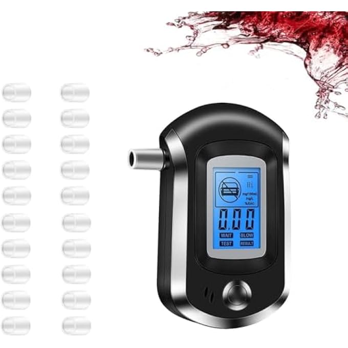 rayihni Breathalyzer & Alcohol Tester with 20 Mouthpieces, Alcohol Breathalyzer LCD Display Digital Fast, High Accuracy Alcohol Detector - Image 1