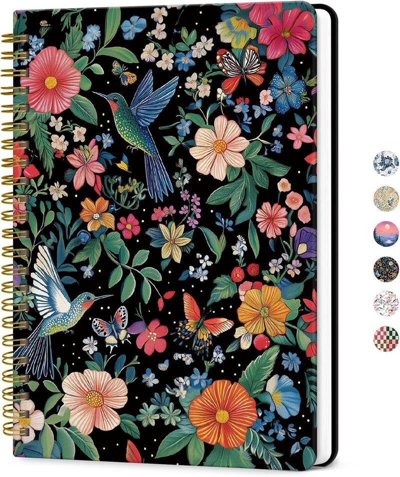 ZOTIA Lined Spiral Journal Notebook for Women, A5 College Ruled Journals for Writing, Hardcover Notebooks for Work, Note Taking and Office School Supplies, 140 Pages - Hummingbird - Image 1