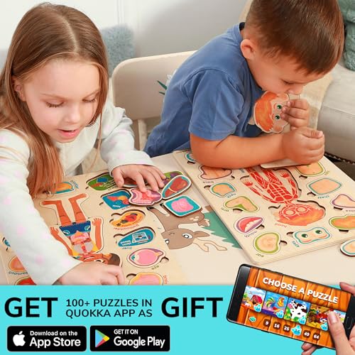 QUOKKA Puzzles for Kids – Montessori Puzzles for Toddlers 3-5 – Preschool Game Learning Human Body Parts Anatomy Skeleton – Educational Toys for Boy & Girl - Image 5