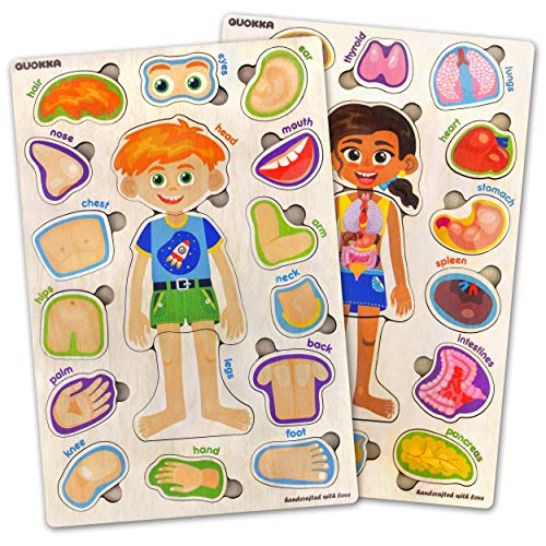 QUOKKA Puzzles for Kids – Montessori Puzzles for Toddlers 3-5 – Preschool Game Learning Human Body Parts Anatomy Skeleton – Educational Toys for Boy & Girl - Image 1