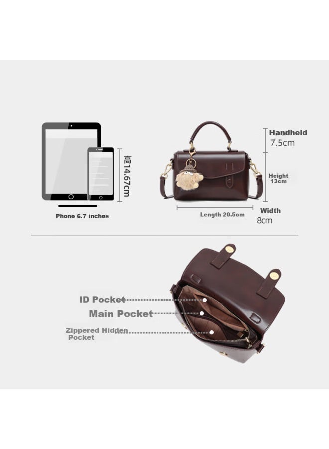 Yuyula Women's Leather Bag Cambridge Style Niche Light Luxury Shoulder Crossbody Bag Birthday Gift For Girlfriend Wife Premium Feel - Image 3