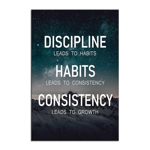 WYJDFART Discipline Habits Consistency Growth Motivational Wall Art Inspirational Poster Canvas Prints Artwork for Office Modern Home Decor Painting Pictures Stretched and Framed Ready to Hang 12Wx 18H - Image 3