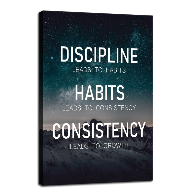 WYJDFART Discipline Habits Consistency Growth Motivational Wall Art Inspirational Poster Canvas Prints Artwork for Office Modern Home Decor Painting Pictures Stretched and Framed Ready to Hang 12Wx 18H - Image 2
