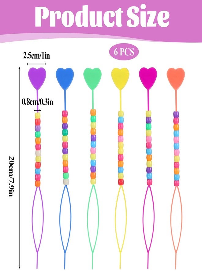 Larrel 6PCS Quick Beader for Hair Braids, Quick Hair Beader for Braiding Beads on Braids, Plastic Ponytail Maker Set with Random Color Beads, Braid Stringer Hair-Beading Tools Kit (Colorful) - Image 2