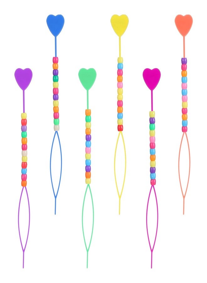 Larrel 6PCS Quick Beader for Hair Braids, Quick Hair Beader for Braiding Beads on Braids, Plastic Ponytail Maker Set with Random Color Beads, Braid Stringer Hair-Beading Tools Kit (Colorful) - Image 1