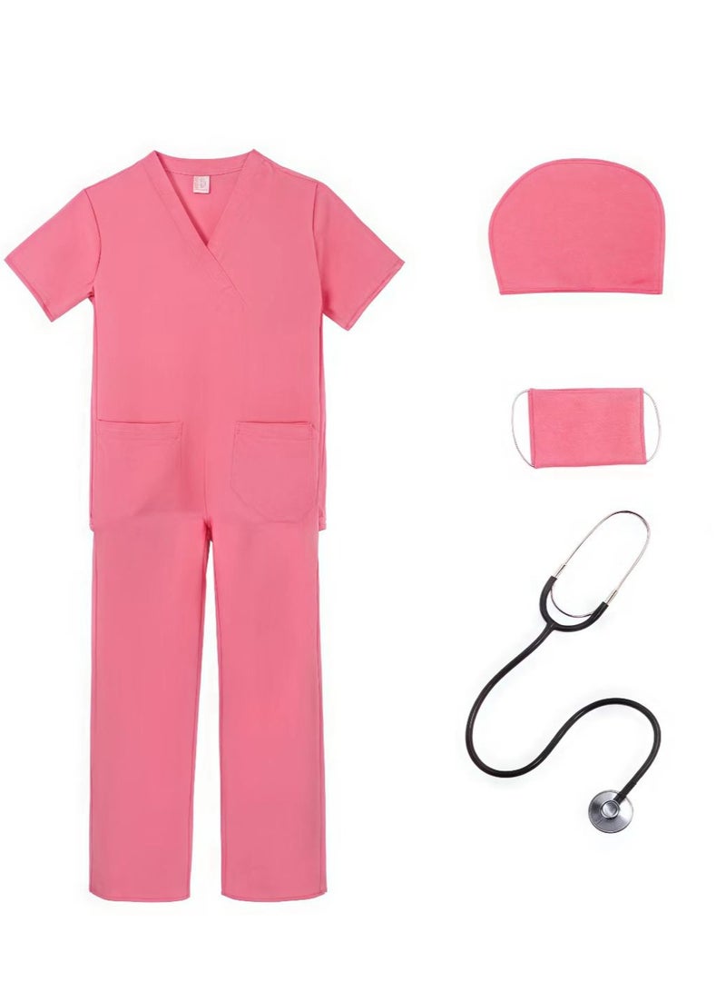 FLYHSO 6 Pcs Doctor Costume Set Cosplay Costume Sets for Kids Pink - Image 3