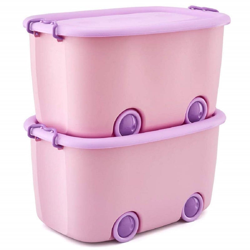 WHISKET Rolling Storage Container Box Big Size Plastic Stackable Rectangular Organizer Storage Box with Wheels and Container Bin with Lid and Wheels for Kids Toys - Image 5