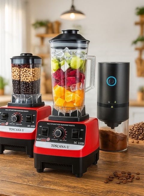 3 in 1 Multifunctional Blender Set with 2L Grinder and Rechargeable Portable Coffee Grinder