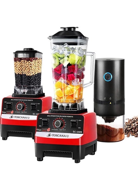 3 in 1 Multifunctional Blender Set with 2L Grinder and Rechargeable Portable Coffee Grinder