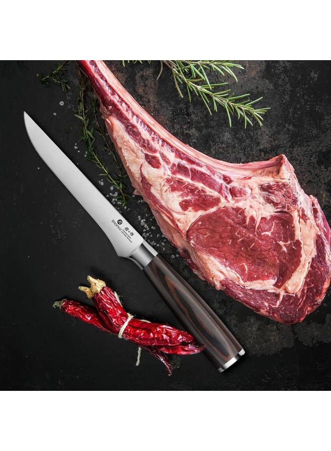 imarku Boning Knife, German High Carbon Stainless Steel Professional Grade Boning Fillet Knife, 6-Inch Professional Boning knife, Pakkawood Handle for Meat and Poultry - Image 2
