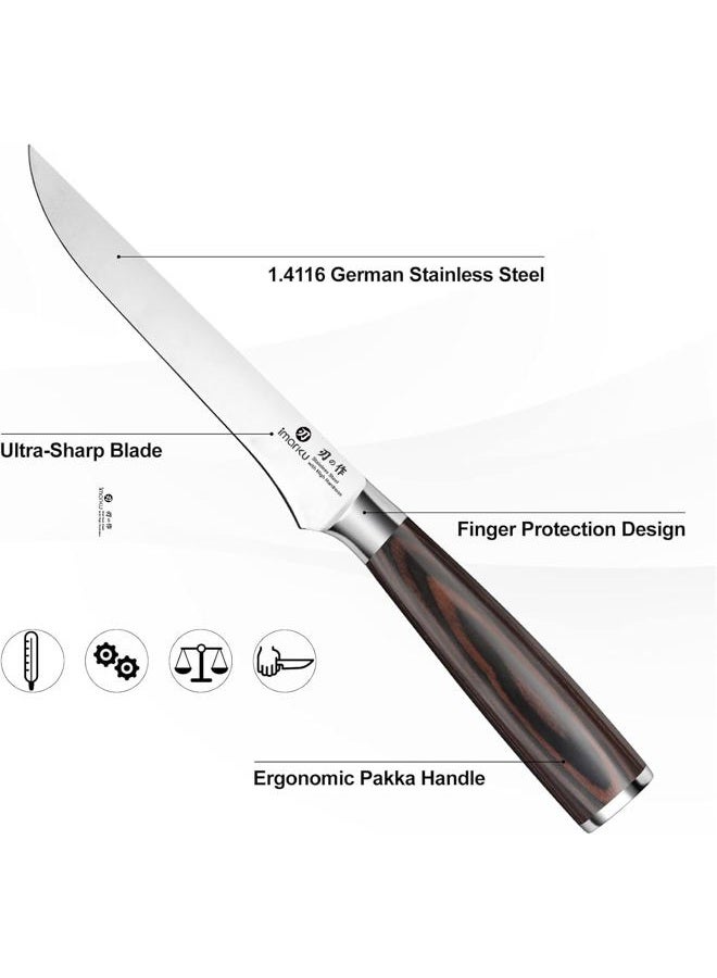 imarku Boning Knife, German High Carbon Stainless Steel Professional Grade Boning Fillet Knife, 6-Inch Professional Boning knife, Pakkawood Handle for Meat and Poultry - Image 5