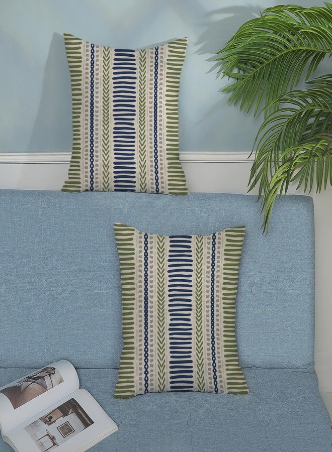 DAFENA Sage Green Pillow Covers 18x18 Inch 2 Pcs Boho Navy Blue Grey Polka Dots Stripe Decor Throw Pillows Modern Geometric Outdoor Farmhouse Decoration Pillowcase Linen Cushion Cover for Couch Sofa - Image 3