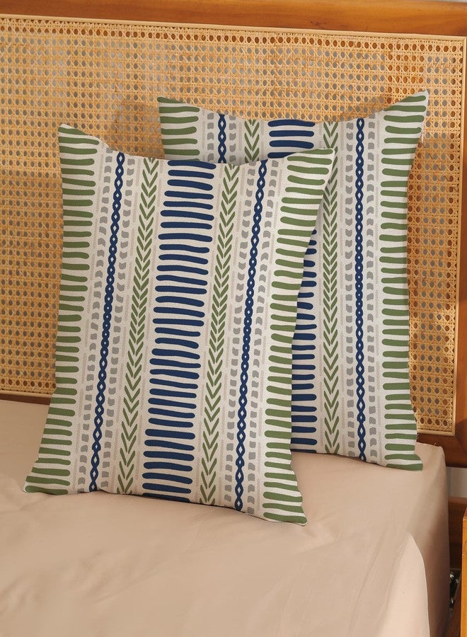 DAFENA Sage Green Pillow Covers 18x18 Inch 2 Pcs Boho Navy Blue Grey Polka Dots Stripe Decor Throw Pillows Modern Geometric Outdoor Farmhouse Decoration Pillowcase Linen Cushion Cover for Couch Sofa - Image 2