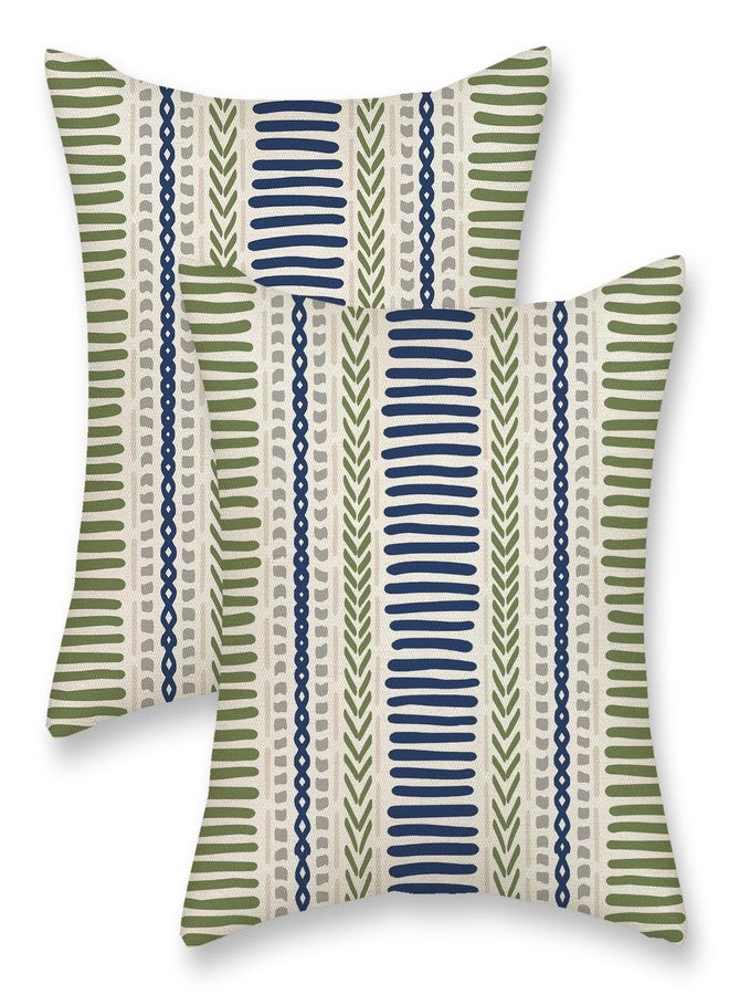 DAFENA Sage Green Pillow Covers 18x18 Inch 2 Pcs Boho Navy Blue Grey Polka Dots Stripe Decor Throw Pillows Modern Geometric Outdoor Farmhouse Decoration Pillowcase Linen Cushion Cover for Couch Sofa - Image 1