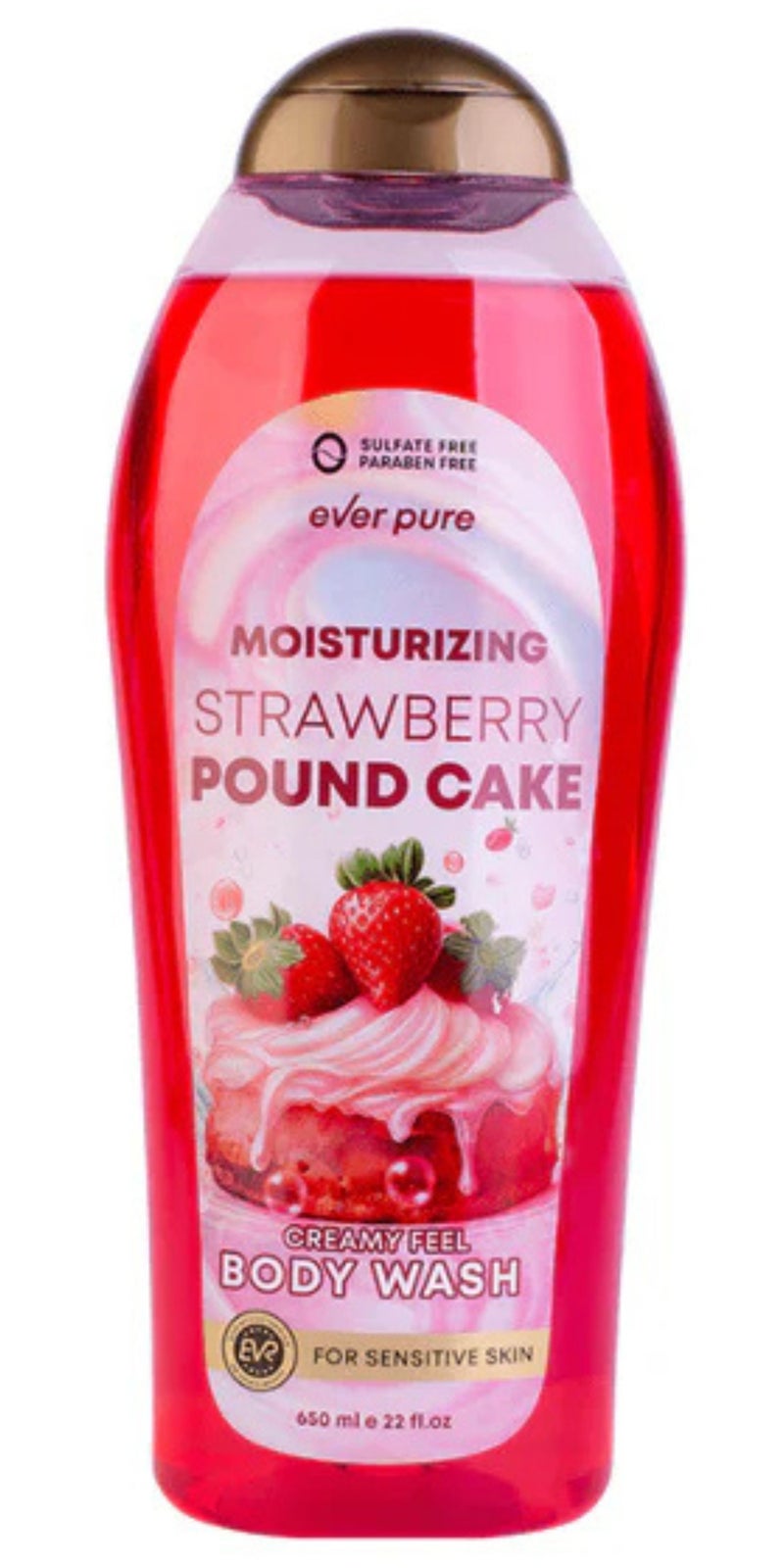 Moisturizing Strawberry Pound Cake Body Wash for Sensitive Skin 650ML