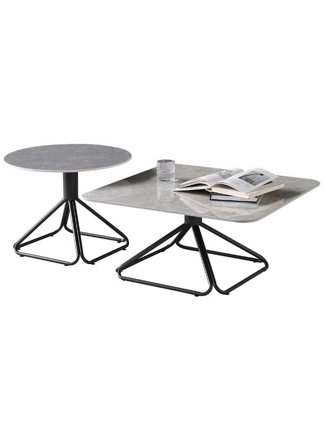 DANUBE HOME Parker Set Of 2 Coffee Table Multifunctional Table Space Saving Center Table Modern Design Furniture For Home Living Room - Ivory/Grey/Gunmetal Black  - Image 5