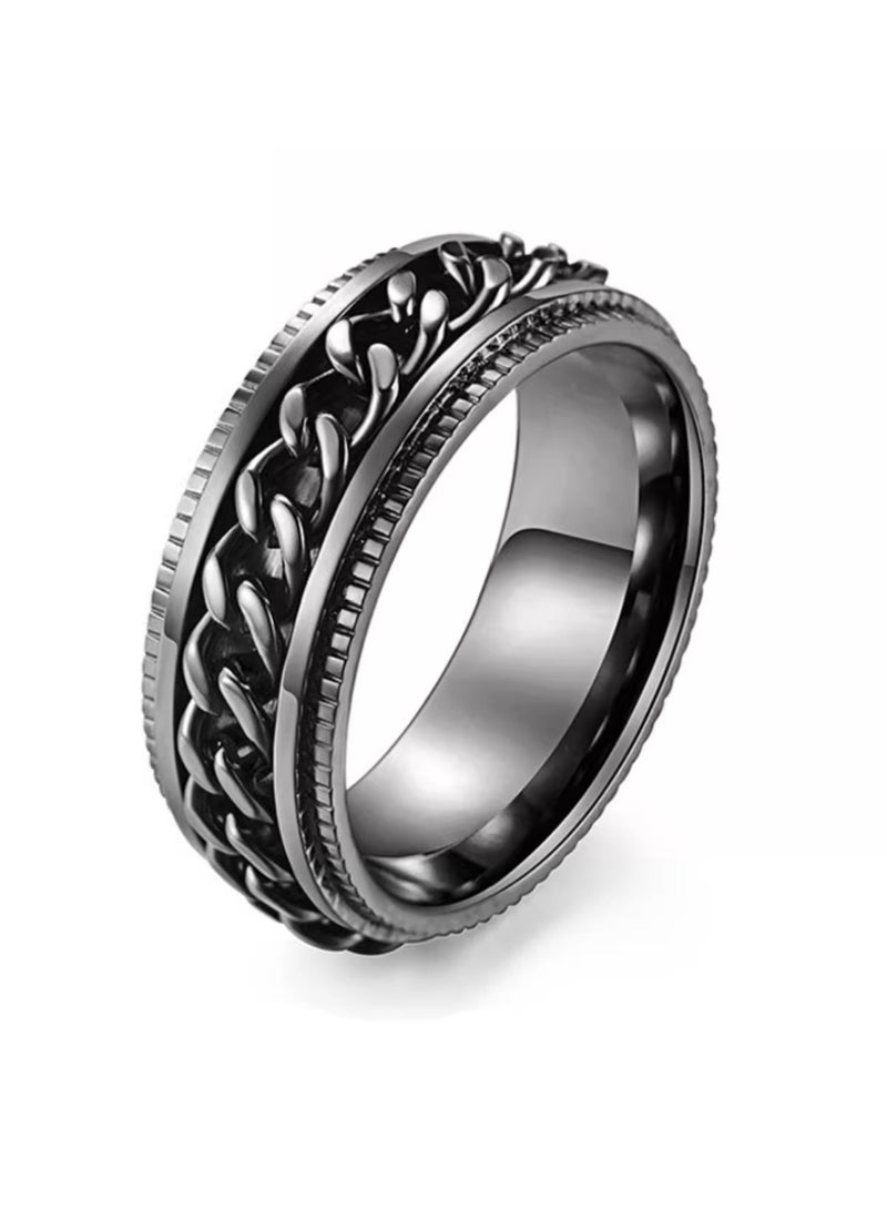 316Titanium Steel Ring,Stainless durable chain Steel Ring for Men Boy Women Girl(BLACK) - Image 1