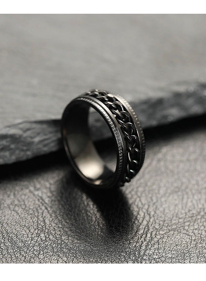 316Titanium Steel Ring,Stainless durable chain Steel Ring for Men Boy Women Girl(BLACK) - Image 3