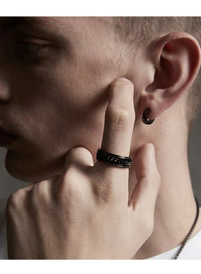316Titanium Steel Ring,Stainless durable chain Steel Ring for Men Boy Women Girl(BLACK) - Image 4