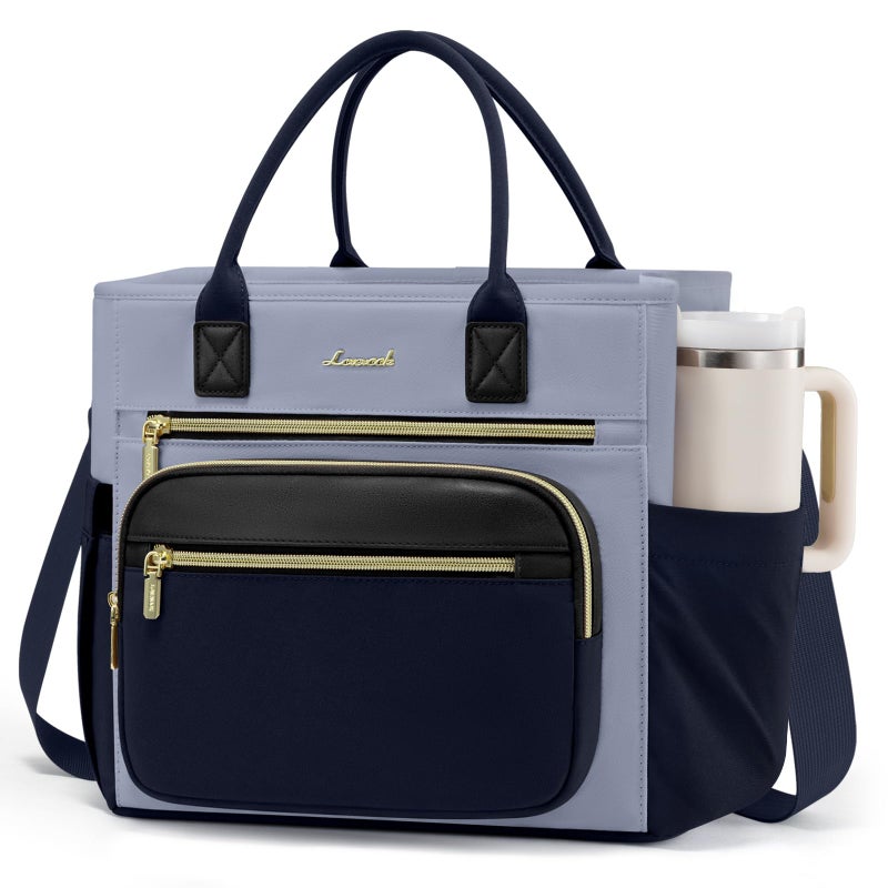 LOVEVOOK Insulated Lunch Bag Women,Wide Opening Adult Lunch Box Women,Leakproof Cooler Bag for Work Picnic Beach Family College,Lunch Teacher Tote Bag with Adjustable Shoulder Strap and Cup Holder - Image 1