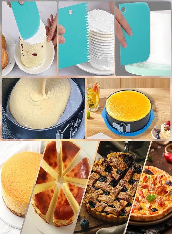 SECALIFE 4, 7, 9, 10 Inches Springform Cake Pan Set, Spring Form Pans for Cheesecake, Nonstick Round Baking Pan Set with Silicone Protector, Parchment Paper, Icing Scrapers - Image 5