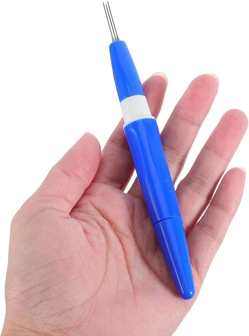 PRETYZOOM Three-Needle Felting Pen Tool with Blue Handles, Wool Felt Punching Needle for DIY Needlework Crafts, Portable Embroidery Needle Pen Set for Beginners and Hobbyists - Image 3