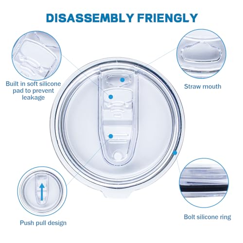 FristChoice 30oz Tumbler Replacement Lids 2 Pack,Fit of Inner Diameter 3.7 to 3.73 INCH Tumbler Cup,Spill Proof Splash Resistant Tumbler Lids Silicone Sliding Covers BPA-free. - Image 5