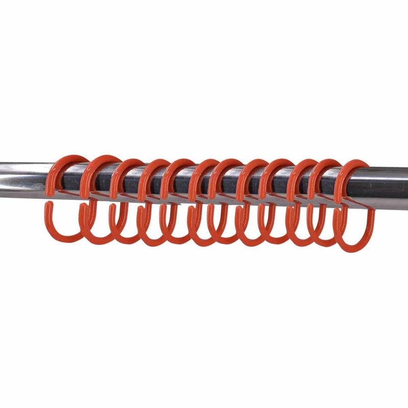KidsCity.in Shower Curtain Rings, Plastic Rust-Proof, Unbreakable, Slides Easily on Bath Drape Rod, Curtain Liner, 36 C Shape Hooks - (JS160913) Orange  - Image 2
