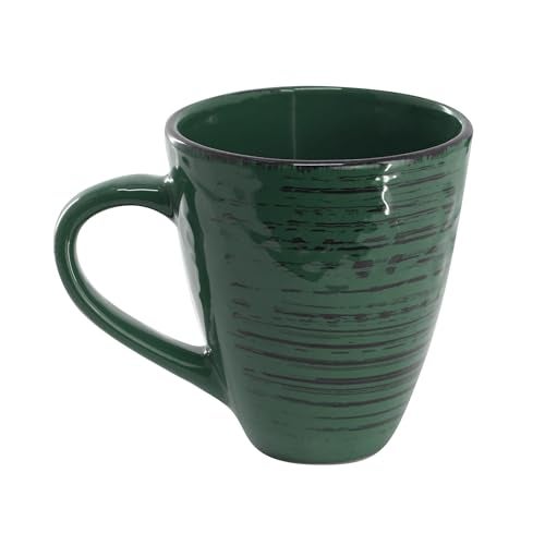 Elama Malibu Sea Glass 16-Piece Stoneware Embossed Pattern Reactive Glaze Dark Green Dinnerware Set, Tableware, Serveware Set (Sea Glass Green) - Image 5