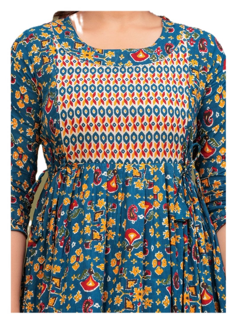 Zebees Cotton Maternity & Feeding Dress, Comfortable Fit, Concealed Zips  - Image 2
