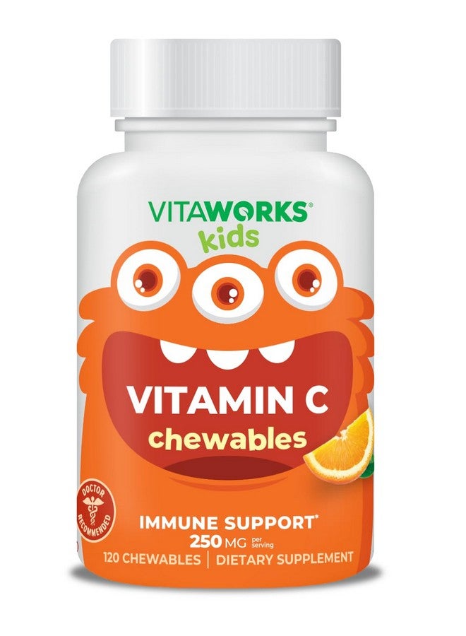 VitaWorks Kids Vitamin C Chewable Tablets 250mg - Vegan, GMO-Free, Gluten Free, Nut Free Vitamins - Dietary Supplement for Immune Support - for Children - 120 Chewables - Image 1