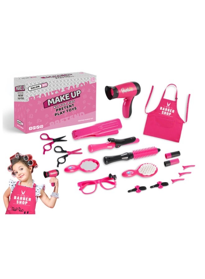 17 pcs Beauty Salon Set with Realistic Hairdryer, Straightener, Mirror, Scissors and Other Styling Accessories, Girls Hair Salon Kit with Portable Travel Case, Complete Stylist Set for Girls, Play House Toys, Ideal Gift for Girls - Image 2