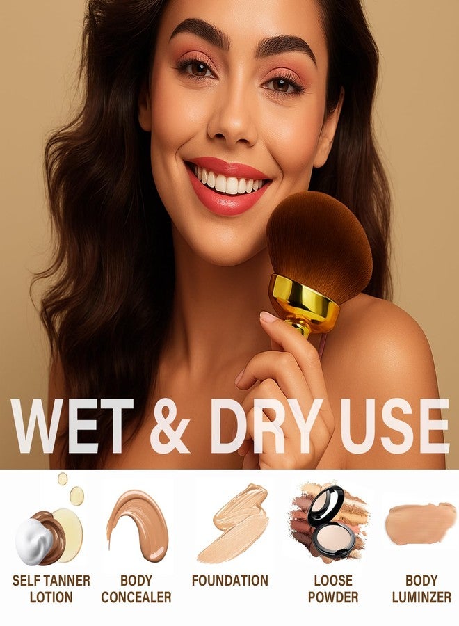 EOICCEOH Extra Large Body Makeup Brush For Self Tanner, Leg Makeup &Bronzer Blend,90 mm Wide-headed Kabuki Brush Provides More Even &Pretty Application, Sunscreen Face& Back Makeup Brush, Wet&Dry Use- Gold - Image 4