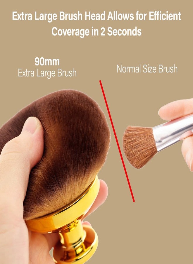 EOICCEOH Extra Large Body Makeup Brush For Self Tanner, Leg Makeup &Bronzer Blend,90 mm Wide-headed Kabuki Brush Provides More Even &Pretty Application, Sunscreen Face& Back Makeup Brush, Wet&Dry Use- Gold - Image 3