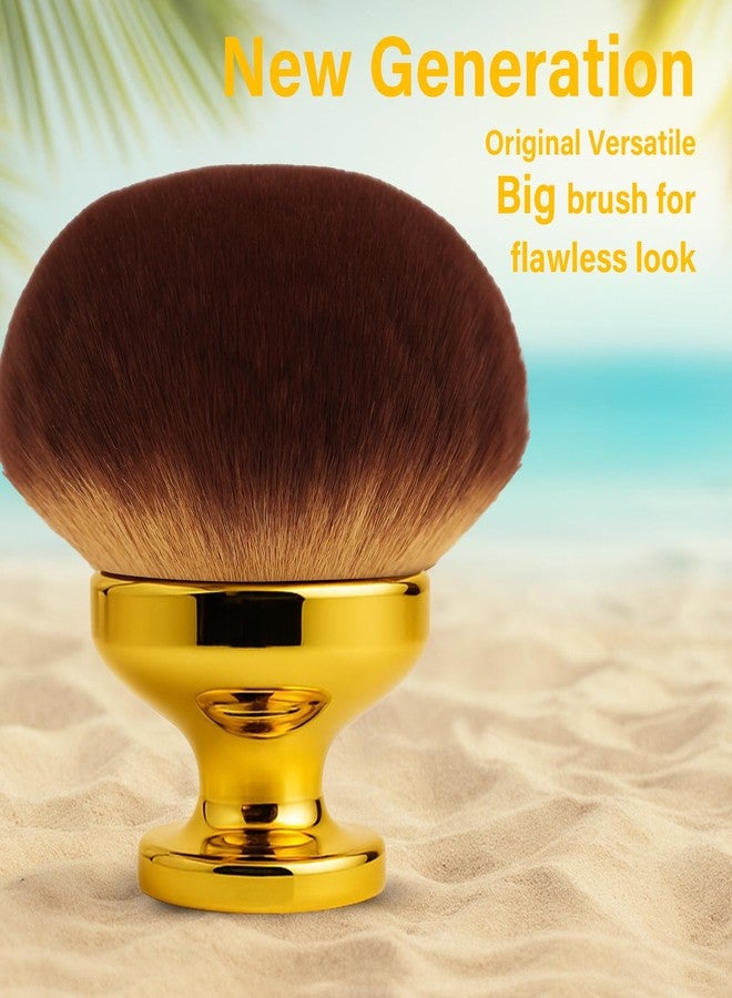 EOICCEOH Extra Large Body Makeup Brush For Self Tanner, Leg Makeup &Bronzer Blend,90 mm Wide-headed Kabuki Brush Provides More Even &Pretty Application, Sunscreen Face& Back Makeup Brush, Wet&Dry Use- Gold - Image 2