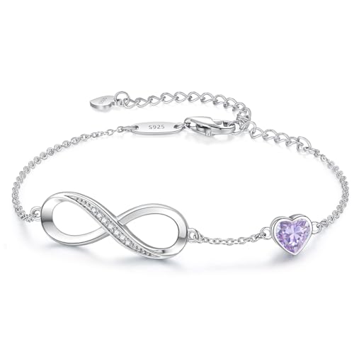 CDE Infinity Heart Symbol Charm Link Bracelet for Women 925 Sterling Silver Adjustable Mother's Day Gift Anniversary Jewelry Christmas Birthday Gifts for Wife Girlfriend Her - Image 1
