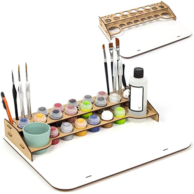 Revel PAINT STATION CITADEL PAINT STAND TABLETOP CITADEL COLOUR STORAGE MODEL PAINT RACK COLOUR ORGANISER FOR HOBBY ZONE MODULE BRUSH PAINTSTATION WORKSHOP (TABLE B) - Image 2