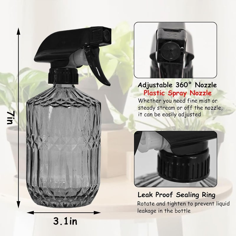 YYTSGG Glass Plant Mister Bottle, 15oz Refillable Water Spray Bottle with Adjustable Mist Nozzle for Indoor Flowers, Outdoor Gardening, Cleaning, Hair and Pets Care (Gray) - Image 2