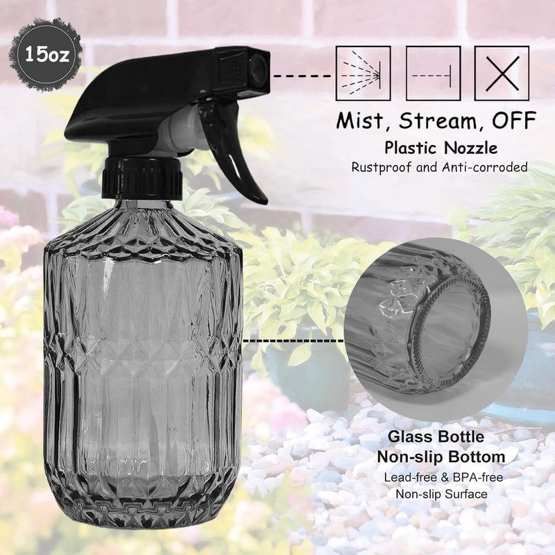 YYTSGG Glass Plant Mister Bottle, 15oz Refillable Water Spray Bottle with Adjustable Mist Nozzle for Indoor Flowers, Outdoor Gardening, Cleaning, Hair and Pets Care (Gray) - Image 3