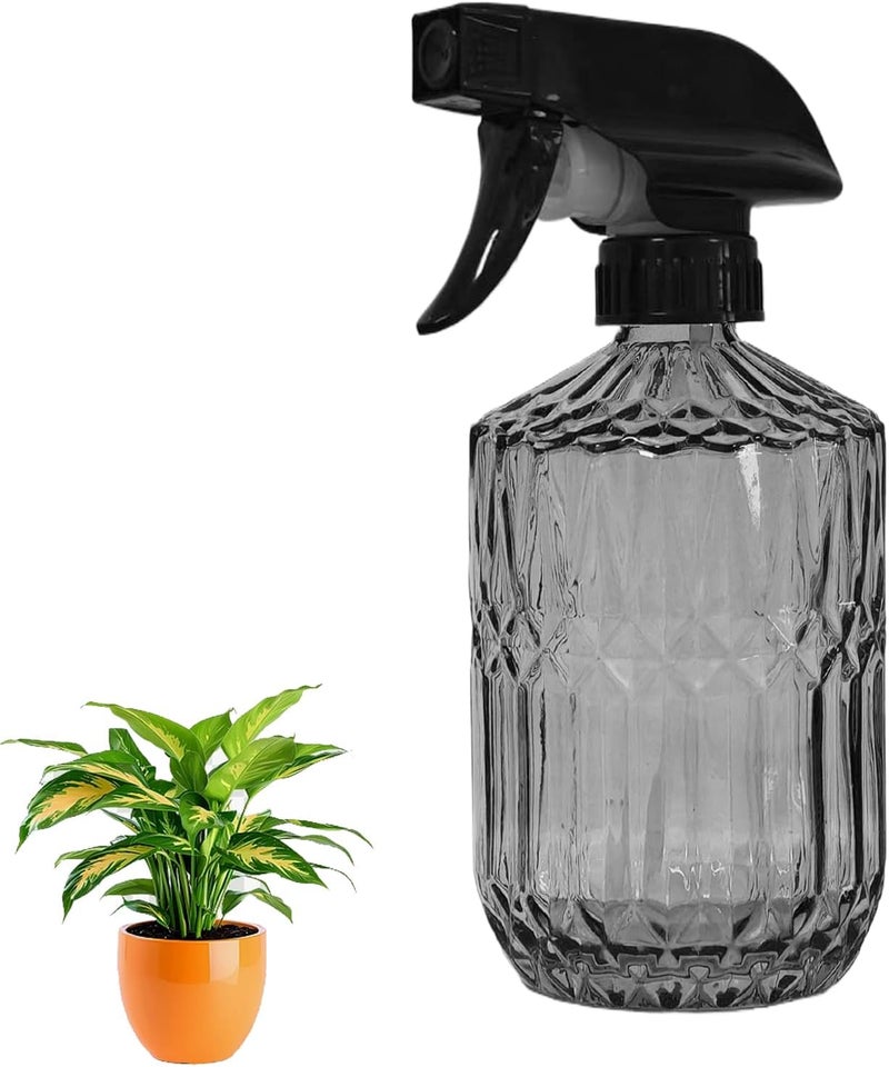 YYTSGG Glass Plant Mister Bottle, 15oz Refillable Water Spray Bottle with Adjustable Mist Nozzle for Indoor Flowers, Outdoor Gardening, Cleaning, Hair and Pets Care (Gray) - Image 1