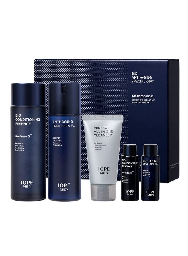Iope Men Bio Antiaging & Moisturizing Set Cleanser Emulsion Conditioning Essence Serum And Soothing Aftershave Homme Korean Skincare By Amorepacific - Image 1