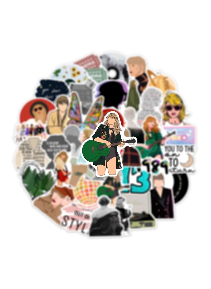 50 pcs Singer Taylor Stickers of Vinyl Folklore Evermore Laptop Stickers for Laptops, Computers, Hydro Flasks, Skateboard, and Travel Case  - Image 2