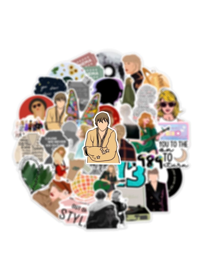 50 pcs Singer Taylor Stickers of Vinyl Folklore Evermore Laptop Stickers for Laptops, Computers, Hydro Flasks, Skateboard, and Travel Case  - Image 3
