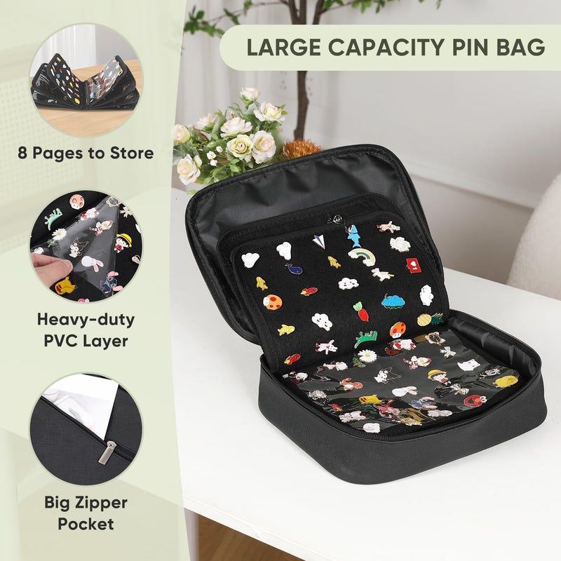 Fruobeyla Pin Display Bag, Letter PU Pin Trading Book with 8 Pages, Waterproof Enamel Pins Holder Board, Suitable as Pin Collection Display Case, D - Image 4