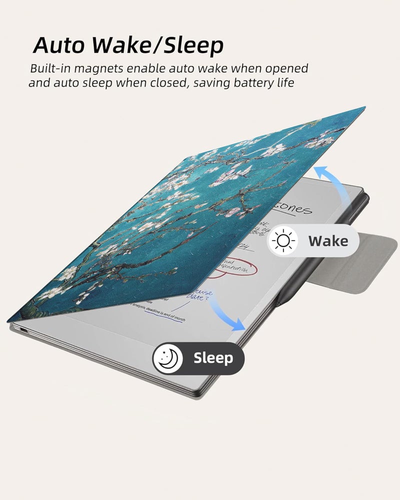 WALNEW Case for 11.8" Remarkable Paper Pro Tablet (2024 Released), Auto Sleep/Wake Protective Cover with Pen Clasp, Magnetic Slim Book Folio Cover for Remarkable Paper Pro (Tree and Flower) - Image 5