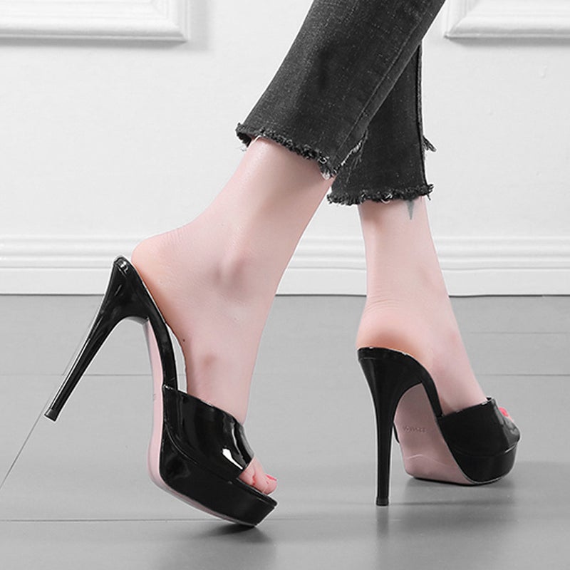 1 Pair Female High Heel Slippers Girl Outdoor Slippers High Heeled Sandals - Image 5