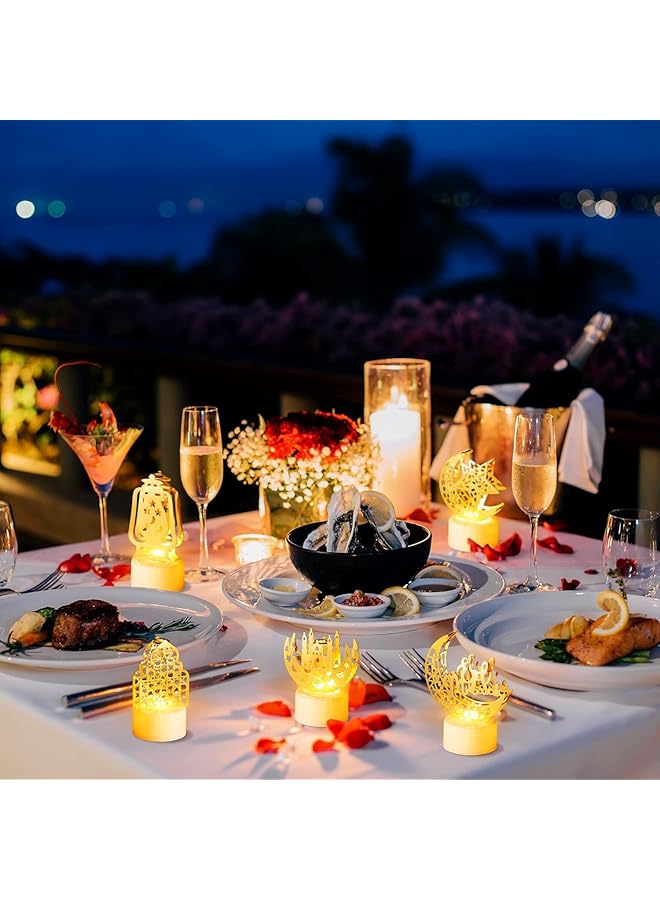إيروريكس 5 قطع من فوانيس رمضان لتزيين شموع عيد رمضان، فوانيس رمضان ليد، شموع، قلعة، مصباح زيتي عتيق، باغودا، منارة، عيد مبارك، مصباح لتزيين طاولة الحائط، هدية حفلات العيد - Image 5