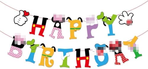 BHNACIER Mouse Birthday Party Banner Mouse Theme Party Banner Cartoon Themed Birthday Supplies - Image 1