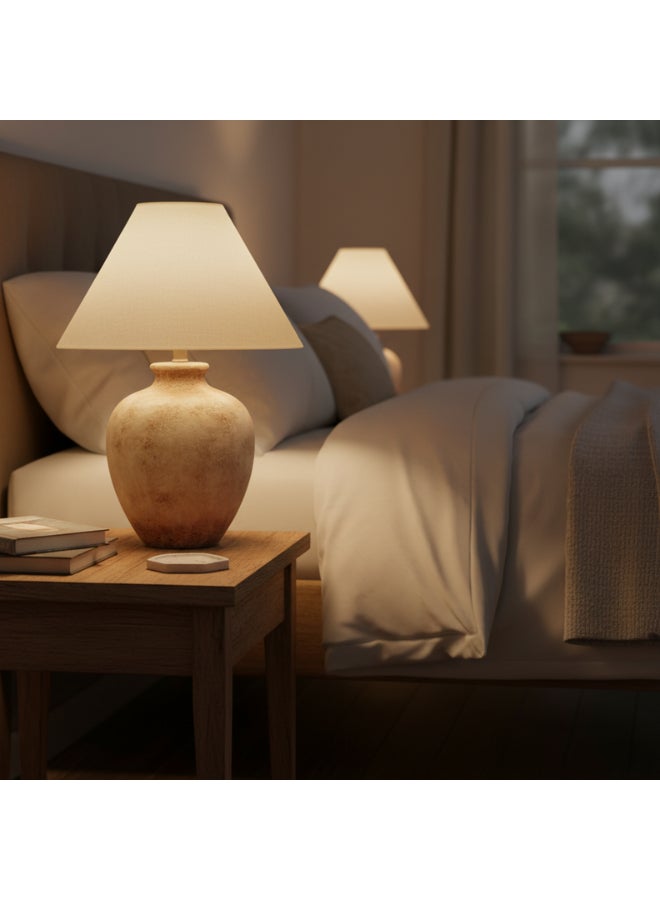 DANUBE HOME Antik Ceramic Table Lamp - Cream - For Bedroom - Image 2