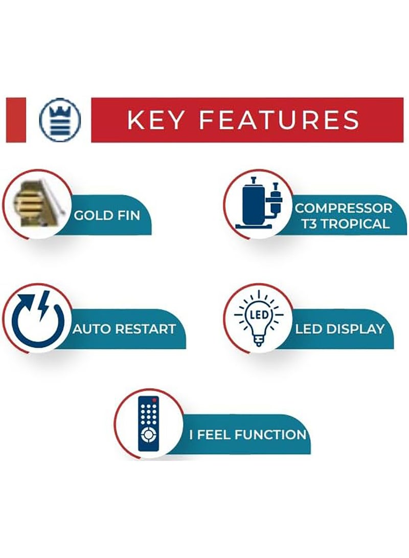WESTPOINT 1.5 Ton Split Air Conditioner 16000 BTU, Gold Fin, I Feel Function, T3 Tropical Compressor WST-18122LTYH White - Image 4